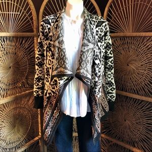 BLU PEPPER Cardigan Sweater Open Waterfall Long Sleeve Womens Small